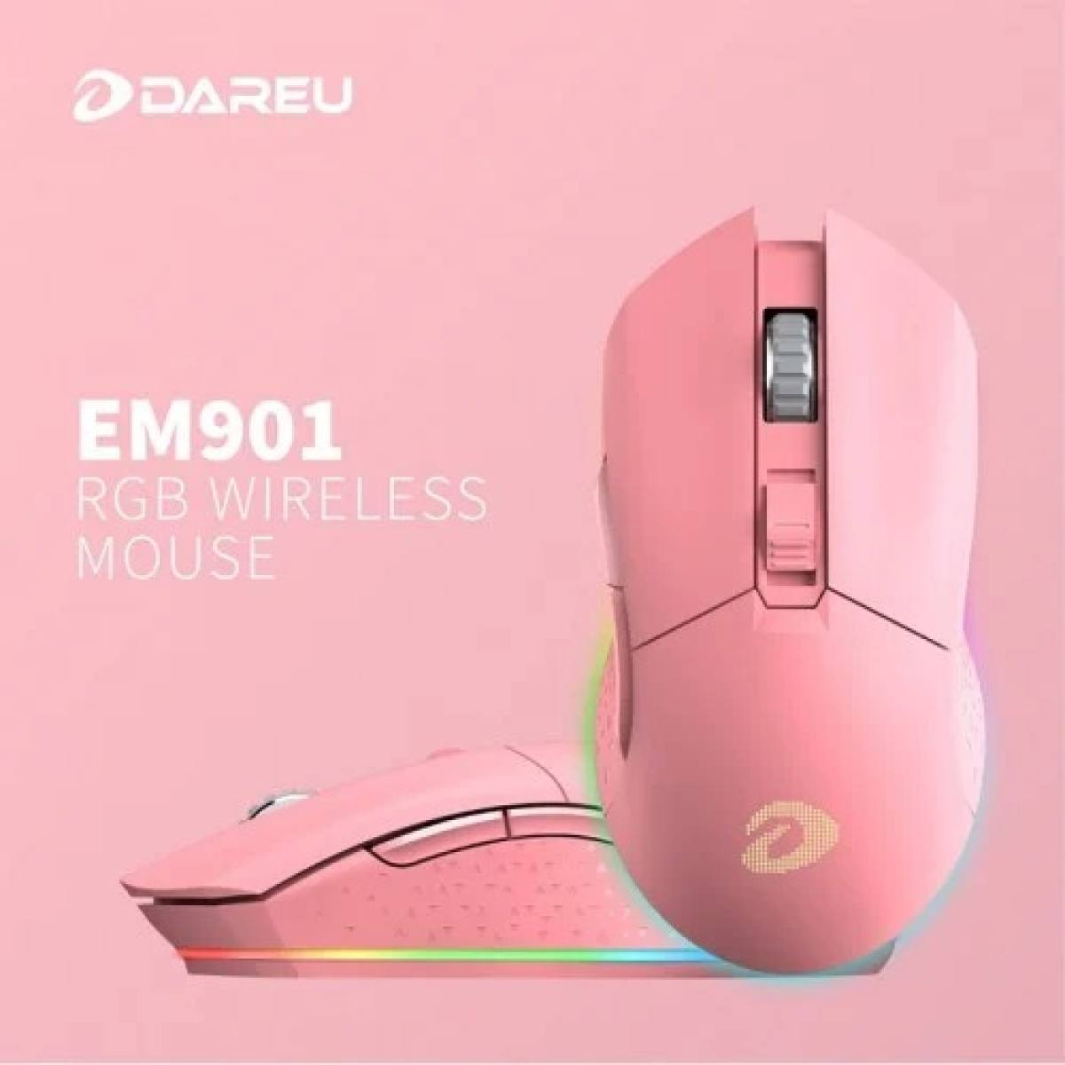 Chuột DareU EM901 RGB Wireless - Hồng